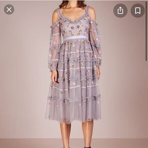 Needle and thread Celeste purple cold shoulder tulle dress